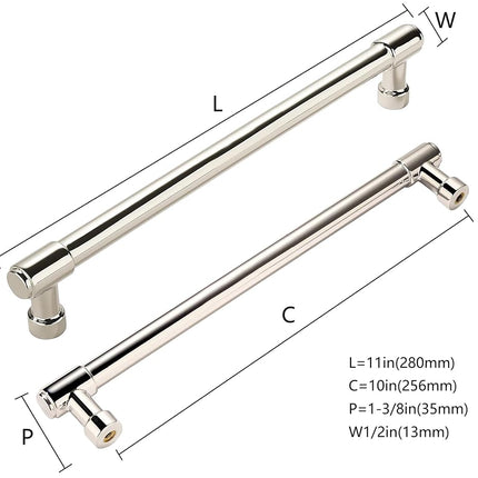 khtumeware 6 Pack Polished Nickel Cabinet Pulls 10 Inch(256mm) Center to Center Kitchen Cabinet Hardware Heavy Duty Handles for Cabinets Pulls for Cabinets Dresser Pulls