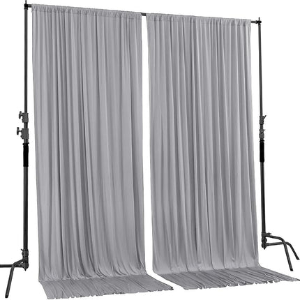 AK TRADING CO. 10 feet x 10 feet Polyester Backdrop Drapes Curtains Panels with Rod Pockets - Wedding Ceremony Party Home Window Decorations - Silver