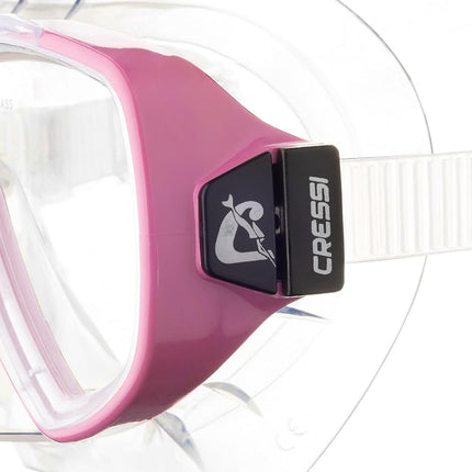 Cressi Single Lens Mask & Snorkel Set - Tempered Glass Diving Mask - Snorkel Set Adults for Pools & Sea - Quick-Adjust Buckles for Scuba Diving Equipment - Transparent/Pink - Single Mask