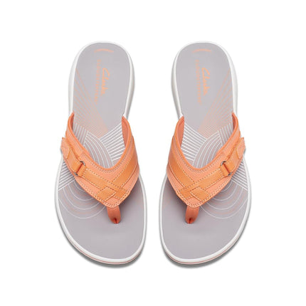 Clarks Women's Breeze Sea Flip-Flop, Tangerine/Pop Synthetic, 5 UK