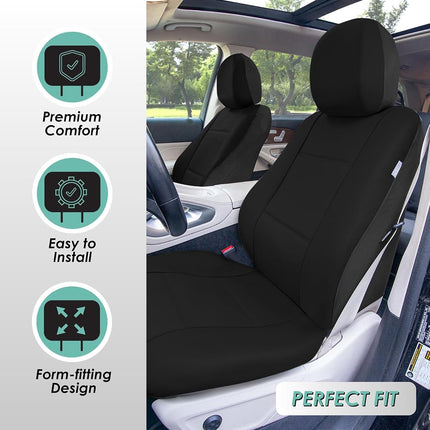 FH GROUP 2 Front Bucket Seat PU Leather Seat Covers, Airbag-Compatible, Black