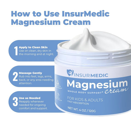 InsurMedic Magnesium Cream for Neuropathy - Nerve Muscle Cramps Body Pain & Bedtime Support - Nighttime Topical Lotion with Lavender - Kids Adults Relaxing Calming Rub for Feet Leg Back