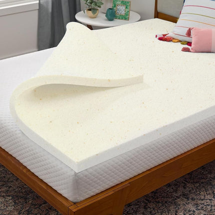 Nutan, 1-Inch Copper-Infused Memory Foam Mattress Toppers, Cooling and Pressure Relieving with Airflow Design, Twin, Beige
