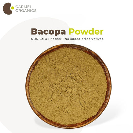 CARMEL ORGANICS Bacopa Monnieri/Brahmi Powder | 8 Ounce or 0.5 Lb/ 227 Grams(Pack of 1) | Natural and Pure Bacopa Powder Non-GMO | No Added Preservative