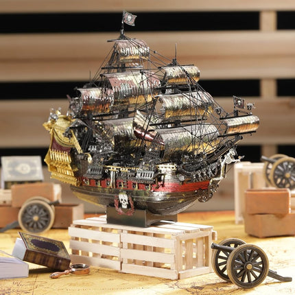 Piececool 3D Metal Puzzles for Adults, The Queen Anne's Revenge Pirate Ship Model Kits, 3D Watercraft Model Building Kit, DIY Craft Kits Difficult 3D Puzzles for Family Time
