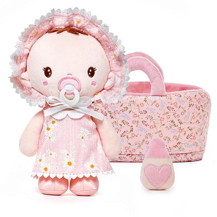 LeyaDoll Soft Plush Baby Doll Set 9'', First Baby 
