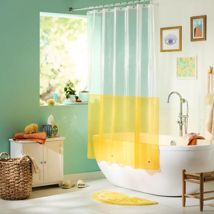 TOWN & COUNTRY PLAY Tapete de baño con forma de medio círculo de limón Citrus Slice, tapete de suelo absorbente con mechones, parte trasera antideslizante, lavable a máquina, amarillo, 34.7"x18.1"