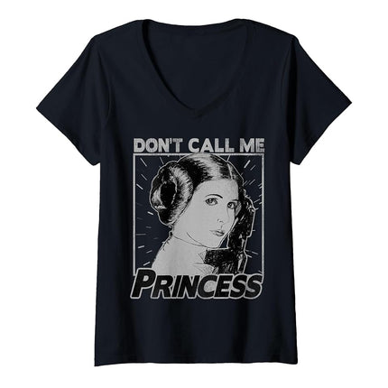 T-Shirt Col en V Femme Star Wars Princesse Leia Don't Call Me Princess Portrait