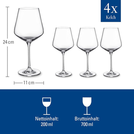 Villeroy & Boch La Divina 4pc Burgundy Wine Goblet Set 200 mL