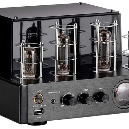 Monoprice 138360 25 Watt Stereo Hybrid Tube Amplifier 2019 Edition with Bluetooth Optical Coaxial and USB Inputs and Subwoofer Out