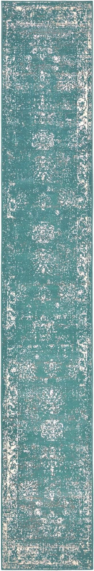 Unique Loom 3137808 Sofia Collection 2 Feet (2' x 13') Runner Traditional Oriental Distressed Vintage Area Rug, 2.5 x 13, Turquoise