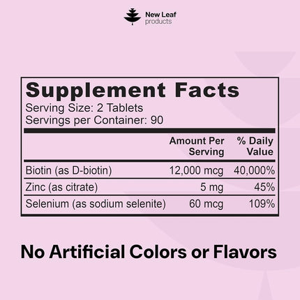 Biotin Vitamins for Hair Skin and Nails Maximum Strength Biotin Tablets 12000mcg Enriched with Coconut Oil 3 Months