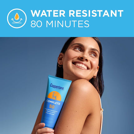 Lotion solaire Coppertone Complete FPS 50, légère, hydratante, résistante à l'eau, tube de 207 ml