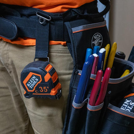 Klein Tools 9235 Tape Measure, Heavy-Duty Magnetic Measuring Tape with 35-Foot Double-Hook Double-Sided Nylon Reinforced Blade, with Metal Belt Clip
