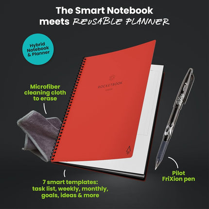 Rocketbook Fusion Smart Reusable Notebook- grey, Executive Size (6" x 8.8")