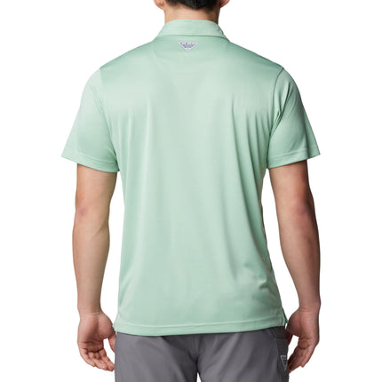 Columbia Men's Terminal Tackle Polo Hiking Shirt, New Mint Heather/Bright Nectar Logo, Large