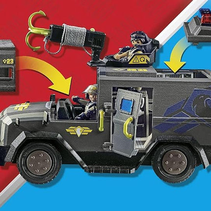 PLAYMOBIL City Action 71144 SWAT Off-Road Vehicle, Modern SEK Off-Road Vehicle with Light and Sound, Toy for Children from 5 Years