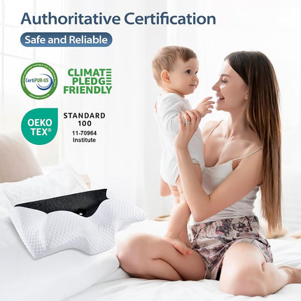 HOMCA Cervical Pillow, Ergonomic Memory Foam Neck Pillow for Pain Relief