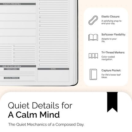 Panda Planner Pro - Best Daily Planner for Happiness & Productivity - 8.5 x 11" Softcover - Undated Day - Guaranteed to Get You Organized - Gratitude & Goals 6 Month Journal (Black)