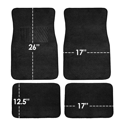 FH GROUP FH-FB050115 + F14403 Full Set Flat Cloth Car Seat Covers with Premium Carpet Floor Mats, Solid Black- Fit Most Car, Truck, Suv, or Van