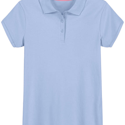 Izod Girls' School Uniform Short Sleeve Interlock 