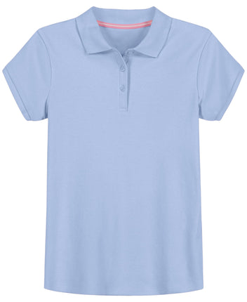 Izod Girls' School Uniform Short Sleeve Interlock 