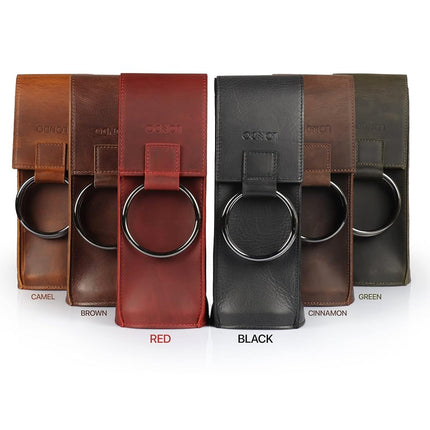 Londo Genuine Leather Wine Bottle Holder Carrier, Extended Protection, Comfortable Handles, Fits Most Bottles, 36cm