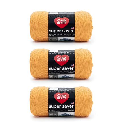 Red Heart Super Saver Pack of 3 - Saffron - 7oz/198g - Acrylic - 4 Medium (Worsted) - 364 Yards - Knitting, Crocheting, Crafts & Amigurumi