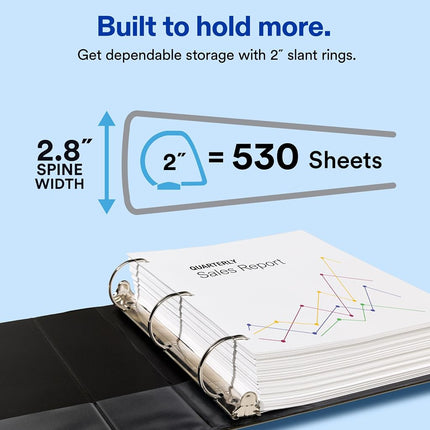 Avery Economy Showcase View 3 Ring Binder, 2 Inch Slant Rings, 1 White Binder (19701)