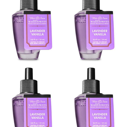Bath & Body Works Lavender Vanilla Wallflower - Four (4) Refill Bulbs - Odor Eliminating with Fresh Source