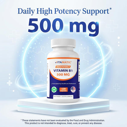 2 Pack - Vitamatic Vitamin B1 (Thiamine) 500mg, 120 Capsules
