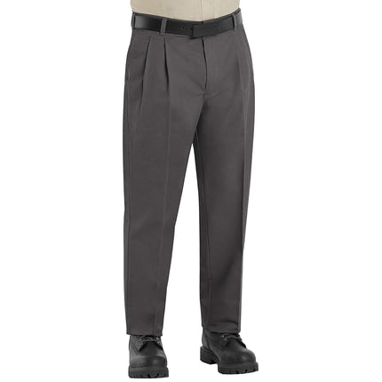 Red Kap Men's Pleated Twill Slacks, Charcoal, 34x30