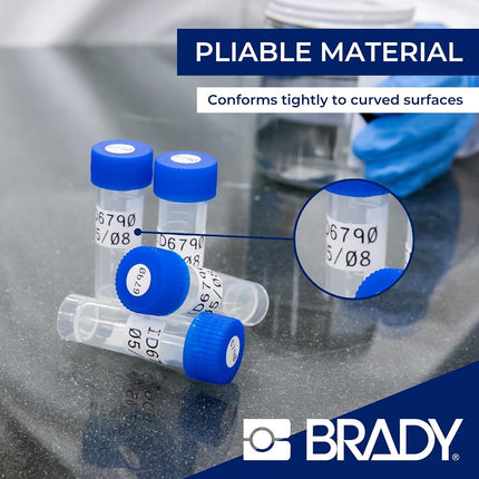 Brady Polyester Label Tape for Label Printers M510 & M511 – Panel Component and General Identification Labels – Black on White (22.86 mm x 22.86 mm) – M5-97-488