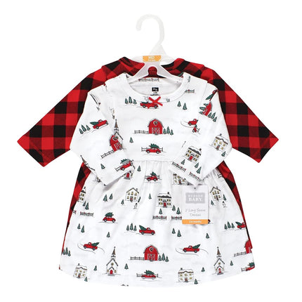 Hudson Baby Baby Girls' Cotton Dresses, Christmas Scene, 6-9 Months