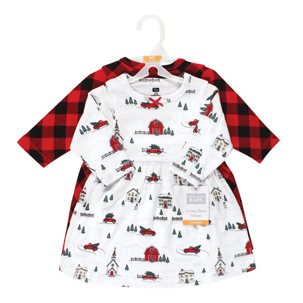 Hudson Baby Baby Girls' Cotton Dresses, Christmas Scene, 6-9 Months