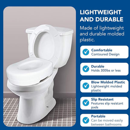 Carex Toilet Seat Riser - Adds 5.5 Inches of Height to Toilet - Raised Toilet Seat With 300 Pound Weight Capacity - Slip-Resistant