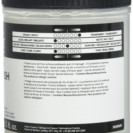 Winsor & Newton WN Acrylic Gloss Varnish(+UV), ACFAGV474, transparent, 450 ml (Pack of 1), 3050929