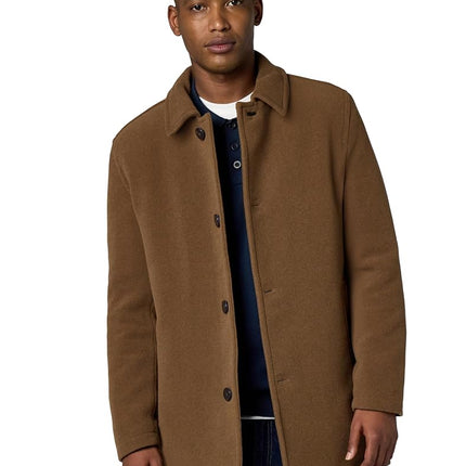 Cole Haan Men's Wool Plush Car Coat, Camel, Large
