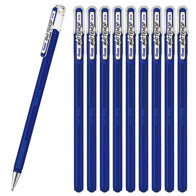 Pentel Color Ballpoint Pen, Matte Hop, Blue, 10 Co