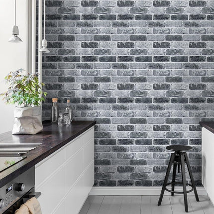 COMSTICKC 3D Brick Wall Panels, Peel and Stick Brick Tiles (Whitewash Gray -2)