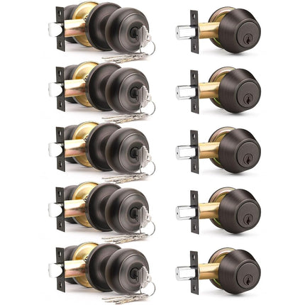 Brotima 5 Pack Keyed Alike Front Door Knob and Dea