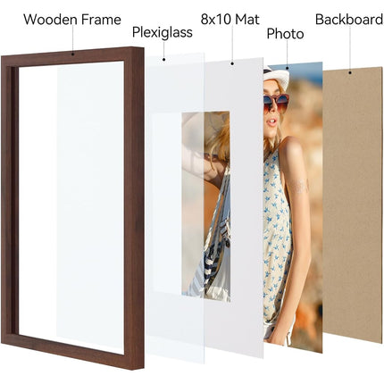 Vittanly 11x14 Picture Frame, Brown Photo Frame for Wall, Tabletop Display