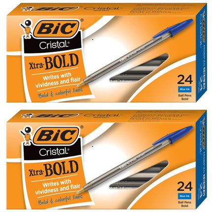 Value Pack of 48 - BIC Cristal Bold (1.6mm) Ball Pen, Blue, 48ct (MSBP241-BE)