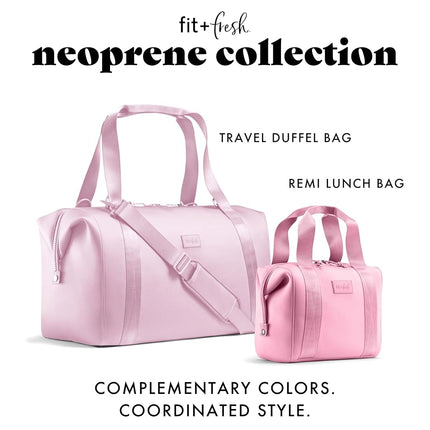 Bolsa de Almuerzo de Neopreno Fit & Fresh para Mujer, Bolsa de Almuerzo Aislada para Mujer para el Trabajo, Lonchera Grande Resistente a Desgarros y Manchas para Mujer con Contenedores y Hielo, Bolsa de Almuerzo Remi Lavable a Máquina, Rosa