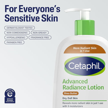 CETAPHIL Body Lotion by, Advanced Relief Lotion with Shea Butter for Dry, Sensitive Skin, NEW 8 oz Pack of 3, Fragrance Free, Hypoallergenic, Non-Comedogenic