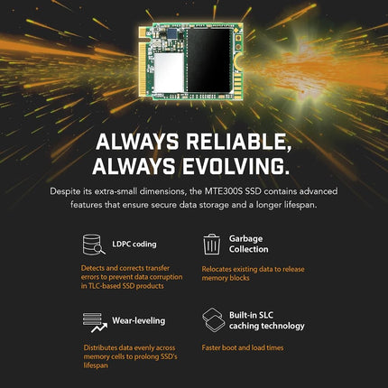 Transcend MTE300S 512GB M.2 2230 NVMe PCIe Gen3 x4 SSD, Read/Write up to 2,000/1,100 mb/s with 3D NAND Flash TS512GMTE300S