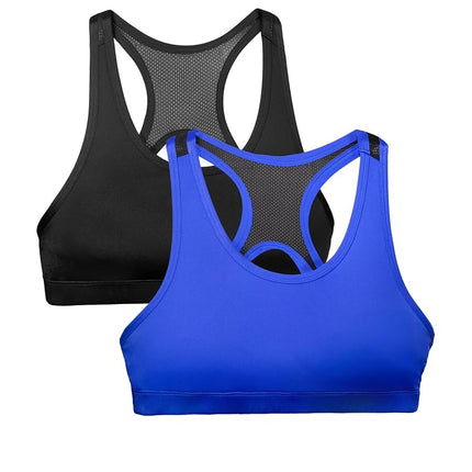 Fruit of the Loom Girls' Stay Dry Racerback Sports Bra, Dazzling Blue/Black Hue, X-Small