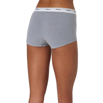 Hanes Women's Originals Underwear, Breathable Stretch Cotton Boyshort Panties, 4-Pack Boy Short, Shelton Red/Concrete Heather/White/Black, XL (Pack of 4)