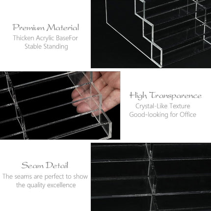 Vevitts Acrylic Business Card Holder for Desk Multiple Business Card Holders 28 Slot 7 Tier Large Business Card Organizer Business Card Display Rack Clear Plastic Business Card Stand for Home Office