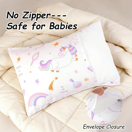 UOMNY Toddler Pillowcases for 13X18 12x16 14x19 Pillow Unicorn Toddler Pillow Case for Girls 2 Pack Kids Pillowcase for Sleepy Pillows Travel Pillowcases Pink/White